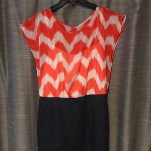 Great orange and denim dress